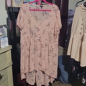 Lexie Babydoll Chiffon Button-Front Tunic Blouse Size 2